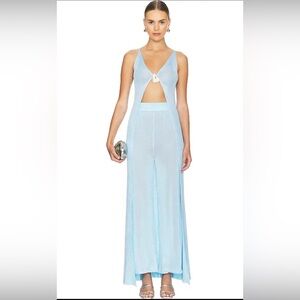 NWT Light Blue Cutout Knit Jumpsuit
